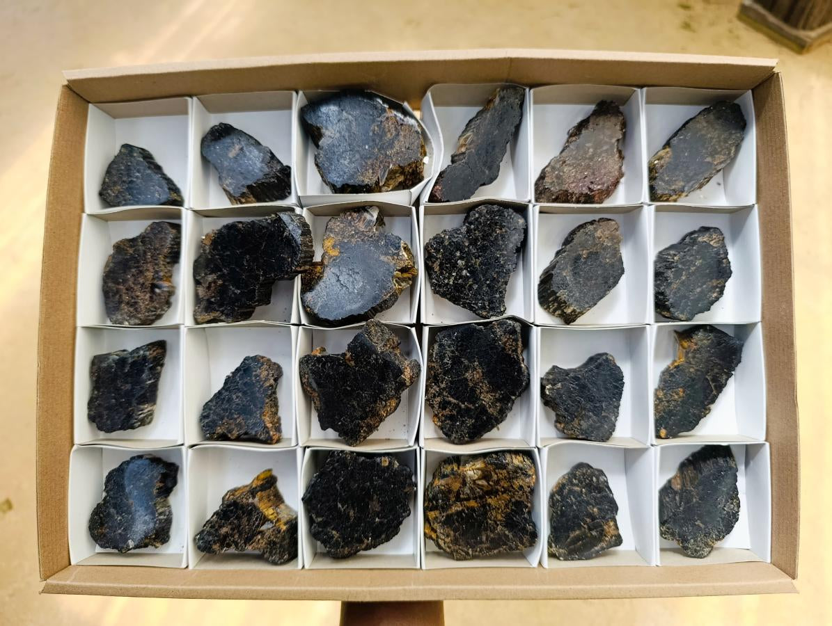 Polished Black Tourmaline Slices With Mica x 24 From Madagascar