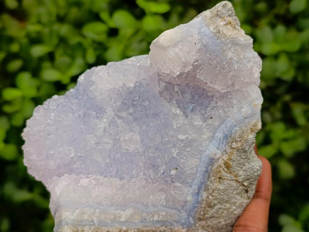 Natural Blue Lace Agate Geode Specimens x 4 From Nsanje, Malawi
