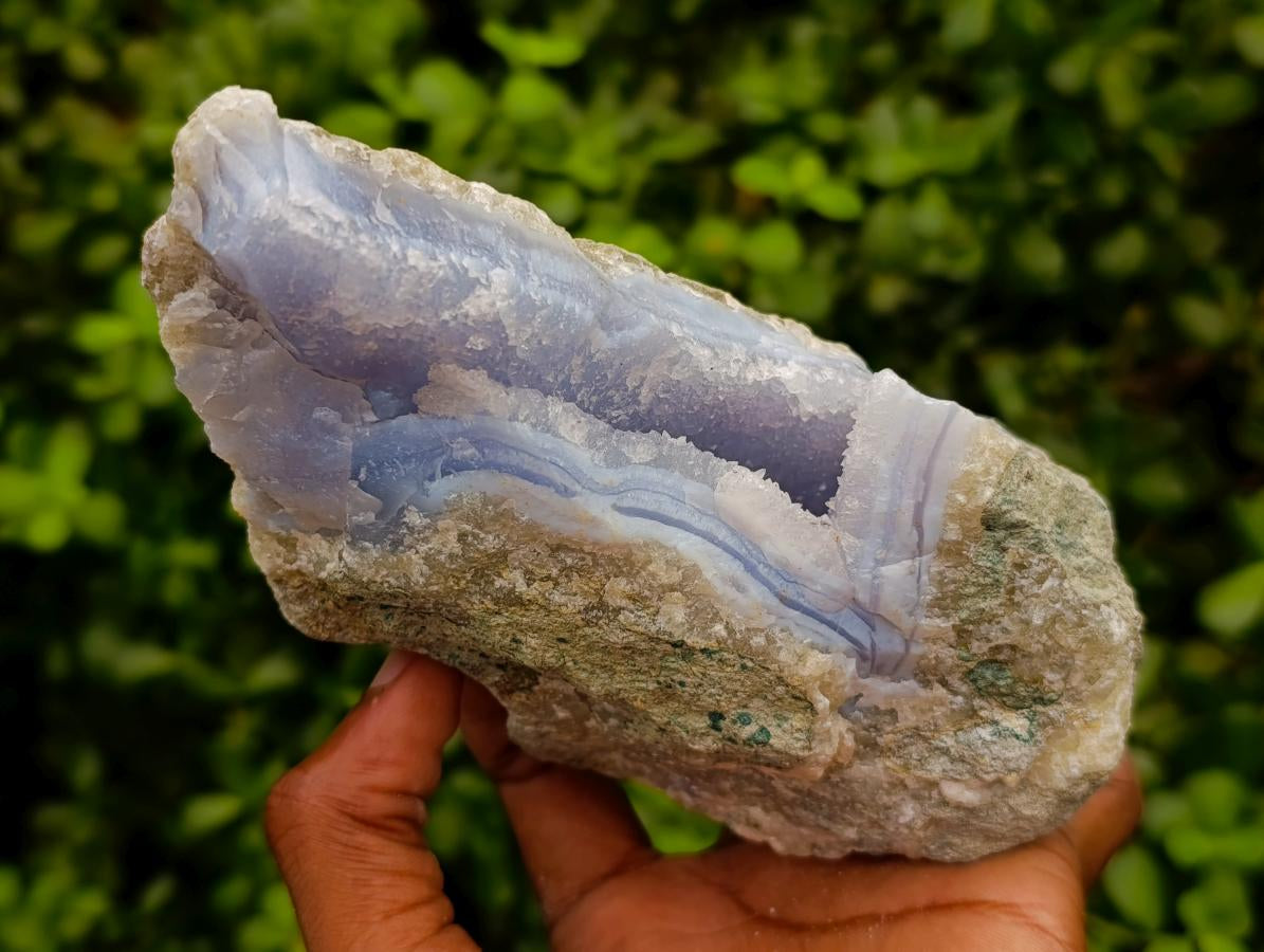 Natural Blue Lace Agate Geode Specimens x 4 From Nsanje, Malawi