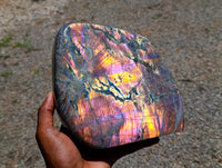 Polished Purple Sunset Labradorite Standing Free Form x 1 From Madagascar