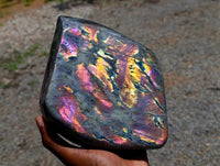 Polished Purple Sunset Labradorite Standing Free Form x 1 From Madagascar