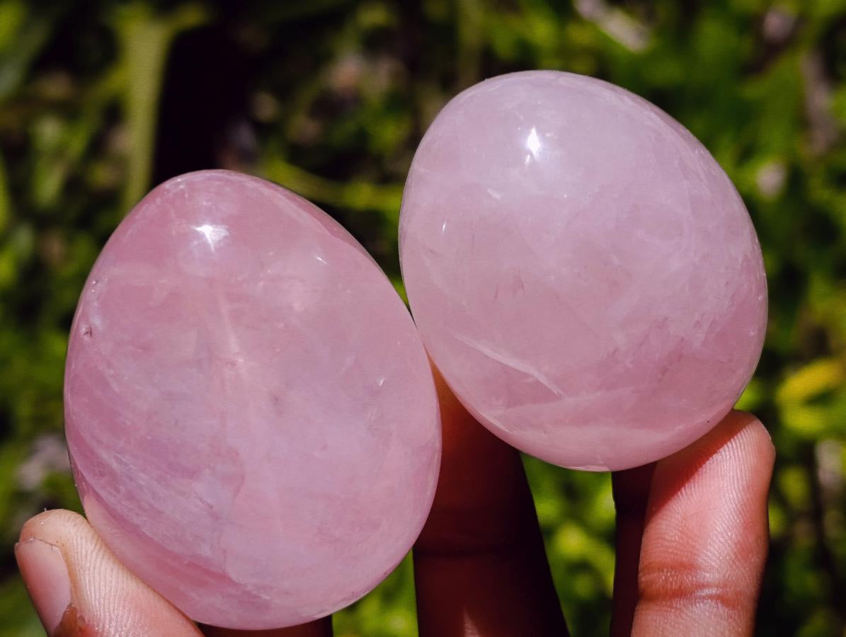 Polished Gemmy Star Rose Quartz Eggs x 12 From Madagascar