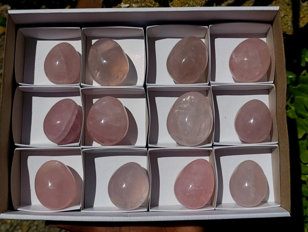 Polished Gemmy Star Rose Quartz Eggs x 12 From Madagascar