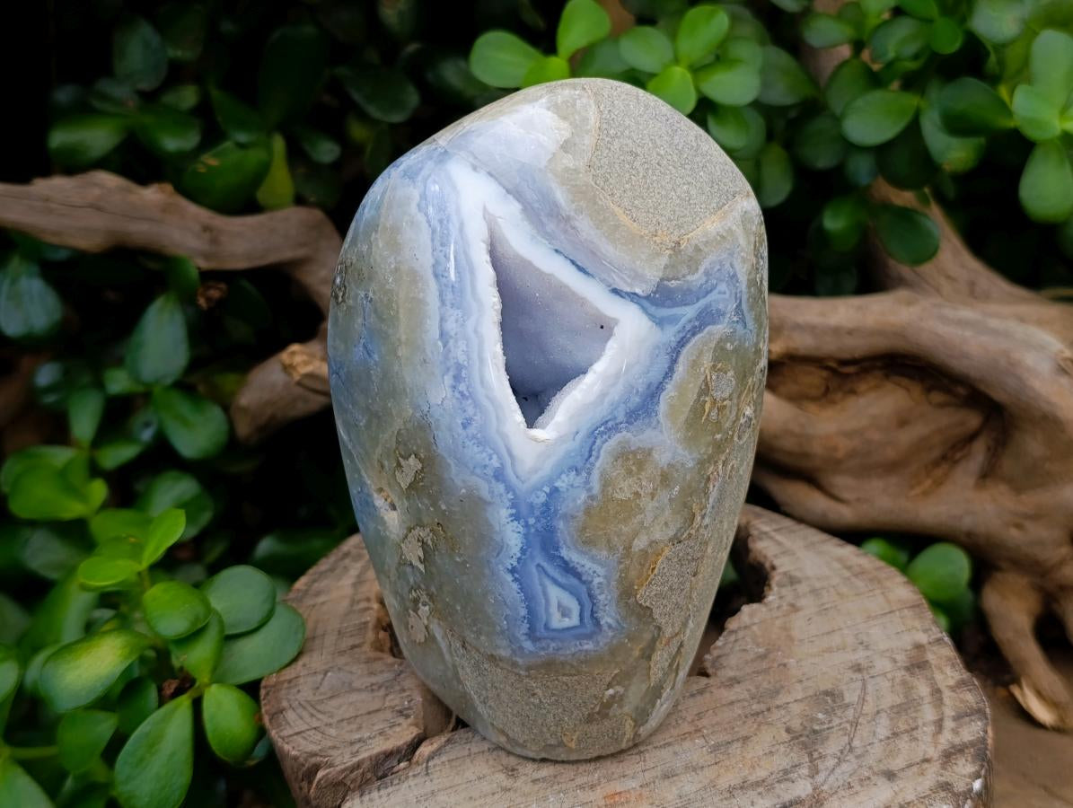 Polished Blue Lace Agate Standing Free Form x 1 From Nsanje, Malawi