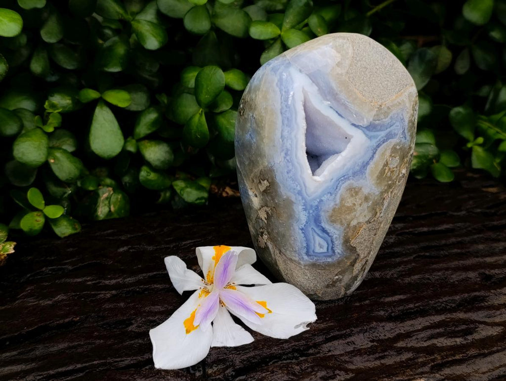 Polished Blue Lace Agate Standing Free Form x 1 From Nsanje, Malawi