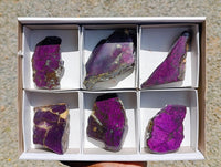 Polished Metallic Purpurite Slices x 6 From Erongo, Namibia