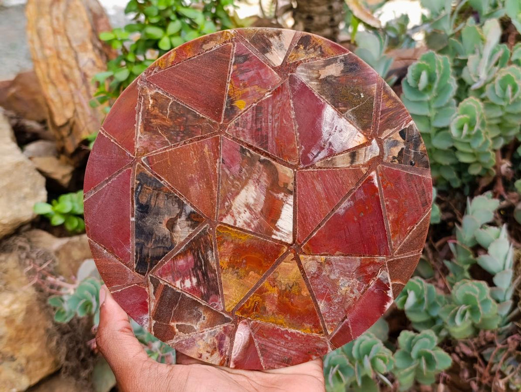 Hand Made Red Podocarpus Petrified Wood Conglomerate Plaques x 4 From Mahajanga, Madagascar - Toprock Gemstones and Minerals 