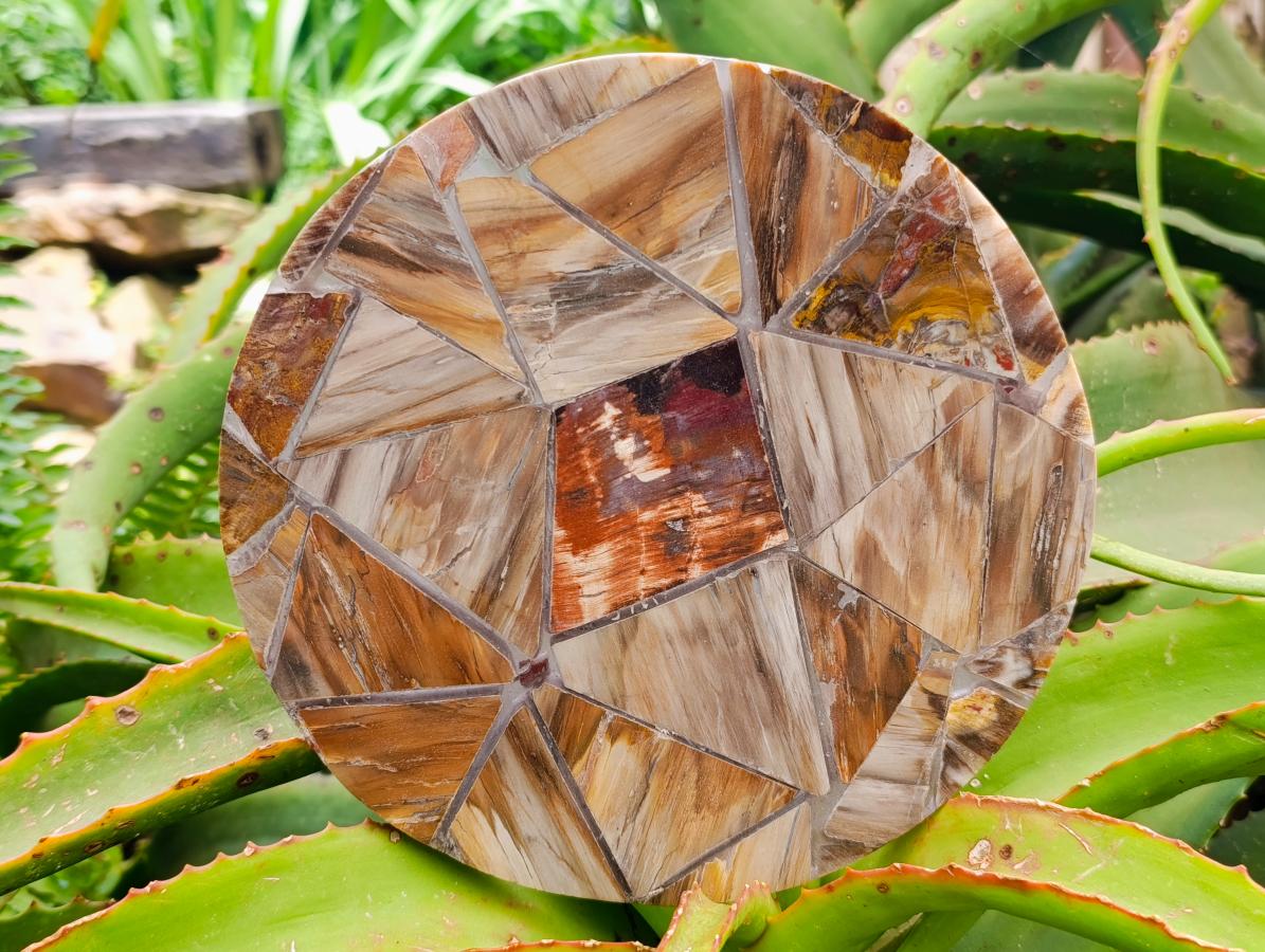 Hand Made Red Podocarpus Petrified Wood Conglomerate Plaques x 4 From Mahajanga, Madagascar