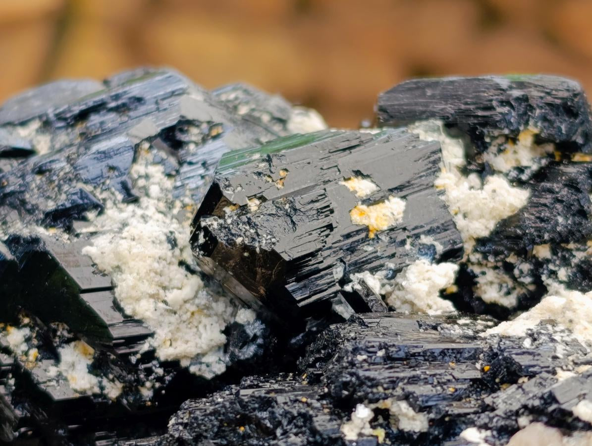 Natural Schorl Black Tourmaline with Hyalite Opal x 1 From Erongo, Namibia