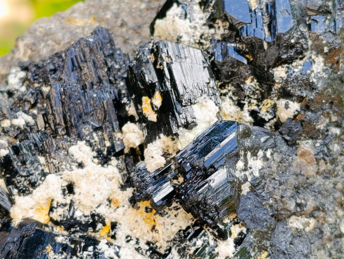 Natural Schorl Black Tourmaline with Hyalite Opal x 1 From Erongo, Namibia