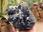 Natural Schorl Black Tourmaline with Hyalite Opal x 1 From Erongo, Namibia