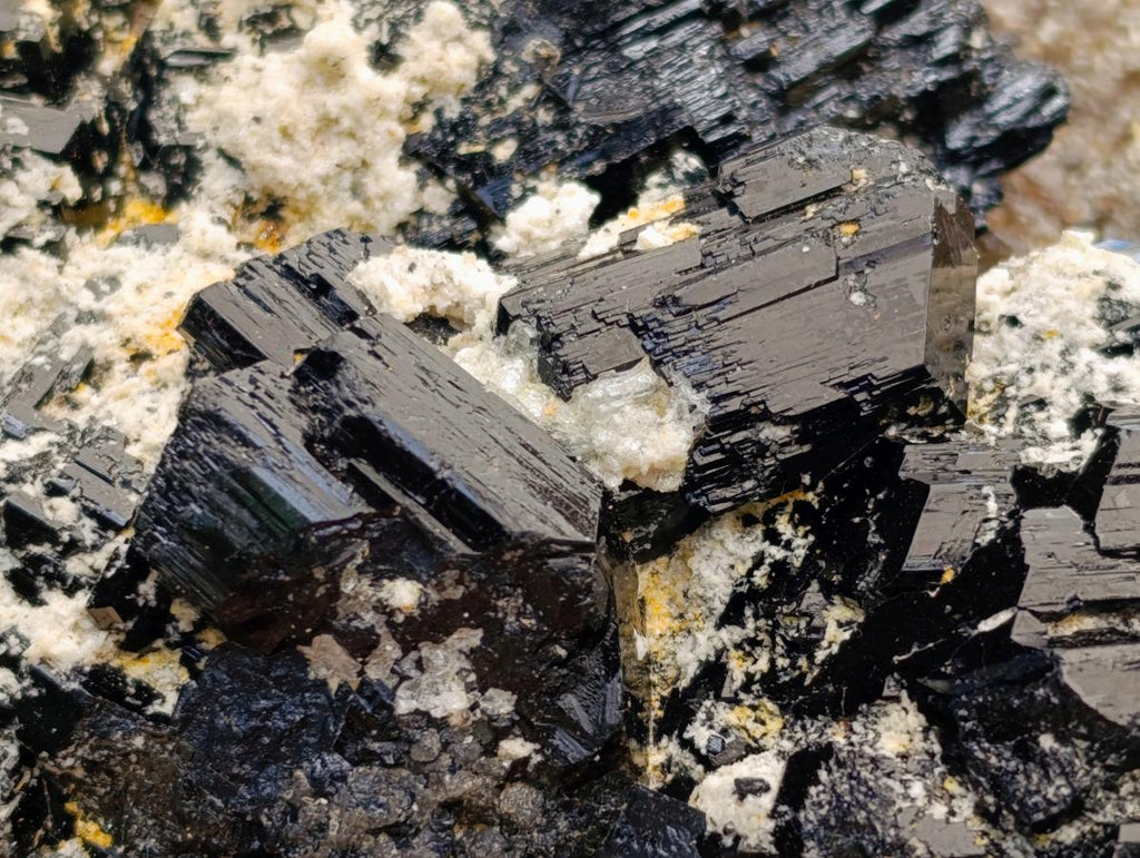 Natural Schorl Black Tourmaline with Hyalite Opal x 1 From Erongo, Namibia