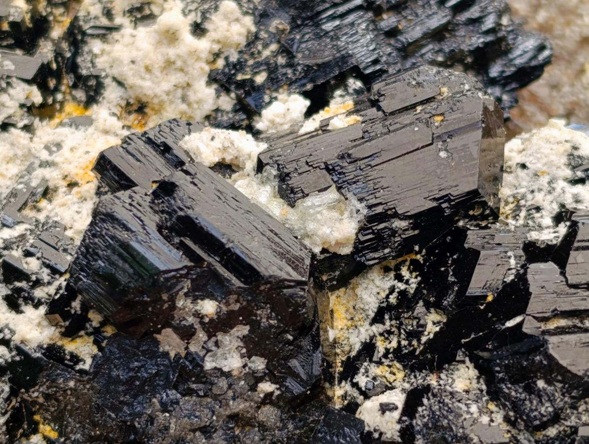 Natural Schorl Black Tourmaline with Hyalite Opal x 1 From Erongo, Namibia