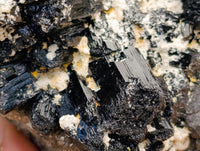 Natural Schorl Black Tourmaline with Hyalite Opal x 1 From Erongo, Namibia