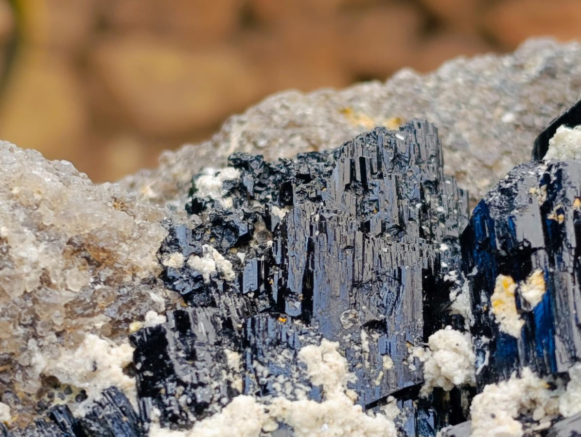 Natural Schorl Black Tourmaline with Hyalite Opal x 1 From Erongo, Namibia
