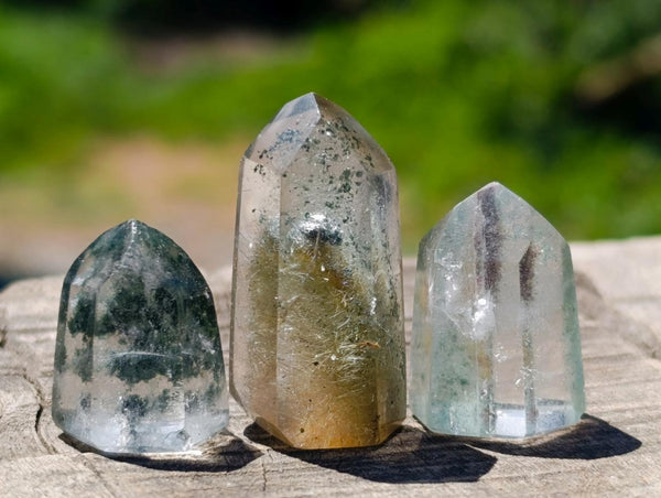 Polished Chlorite Quartz Moss Crystals x 70 From Mandoto, Madagascar