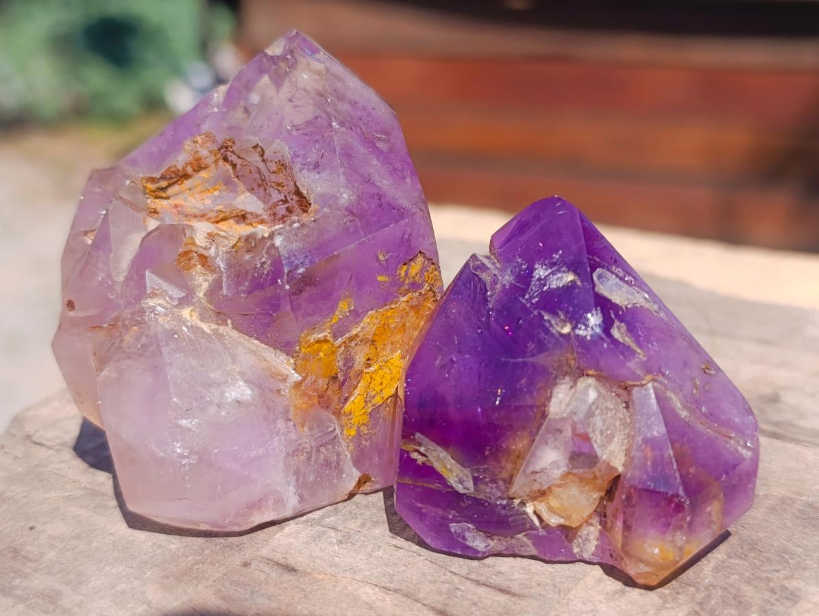 Polished Smokey Amethyst Window Crystals x 5 From Akansobe, Madagascar