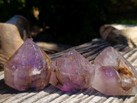 Polished Smokey Amethyst Window Crystals x 5 From Akansobe, Madagascar