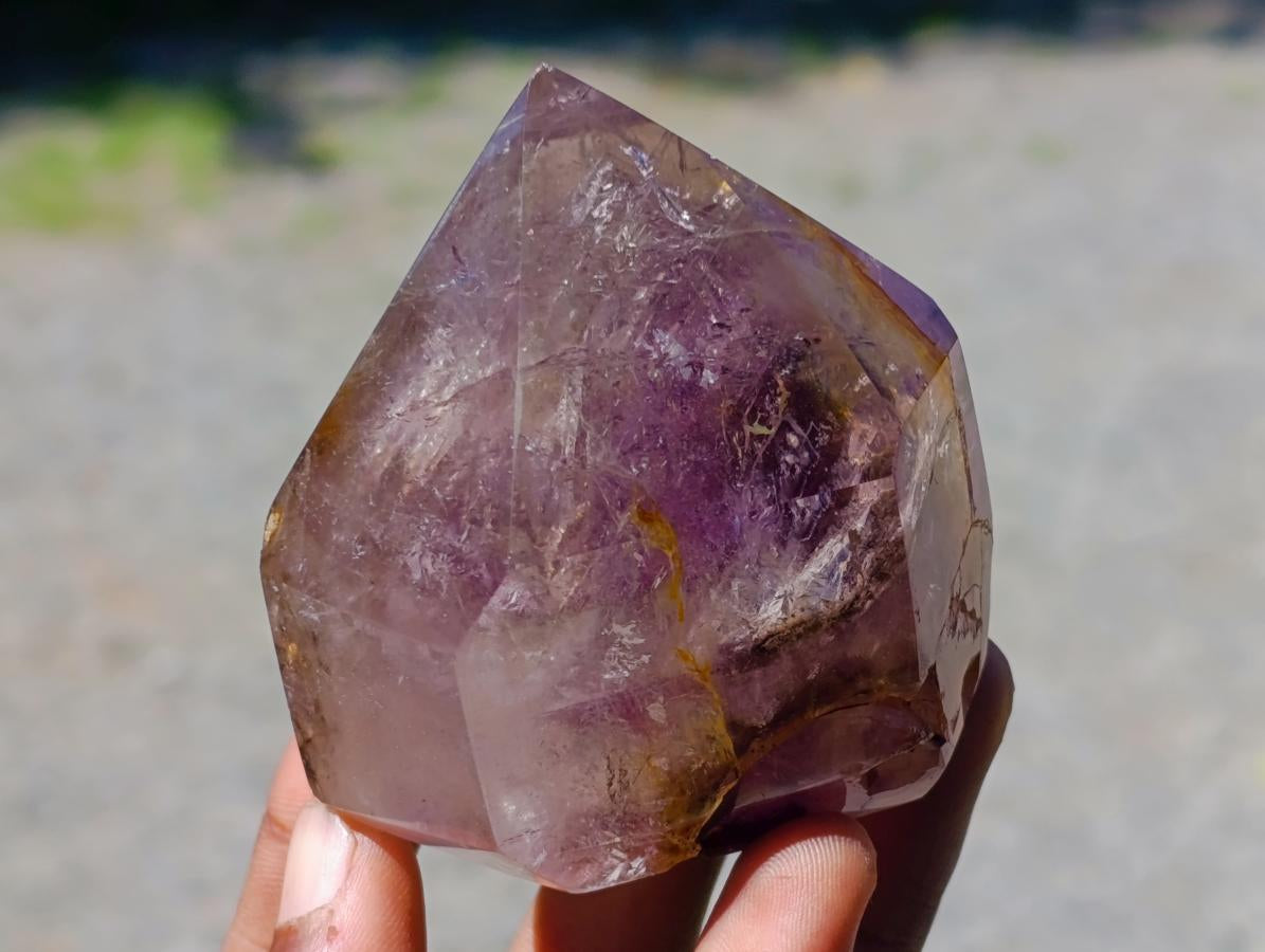 Polished Smokey Amethyst Window Crystals x 5 From Akansobe, Madagascar