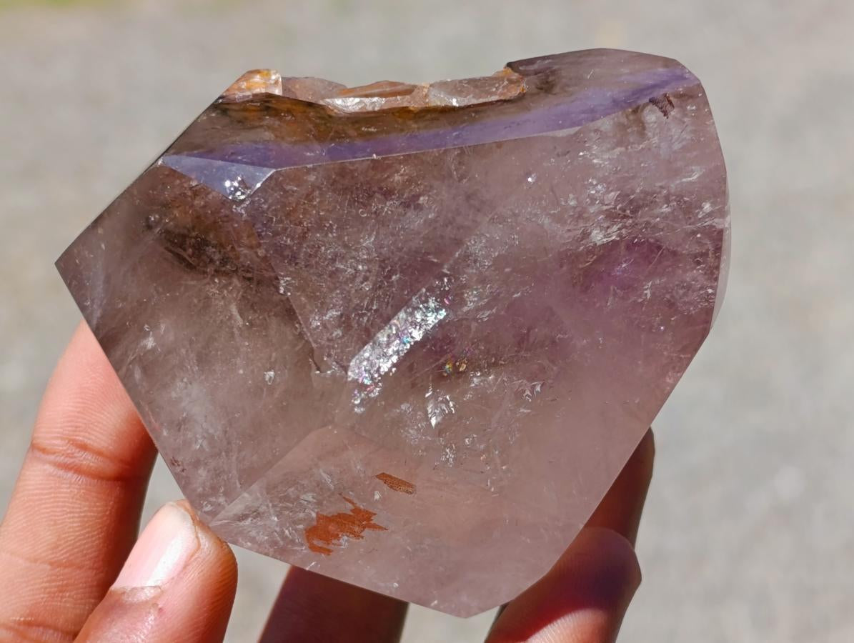 Polished Smokey Amethyst Window Crystals x 5 From Akansobe, Madagascar