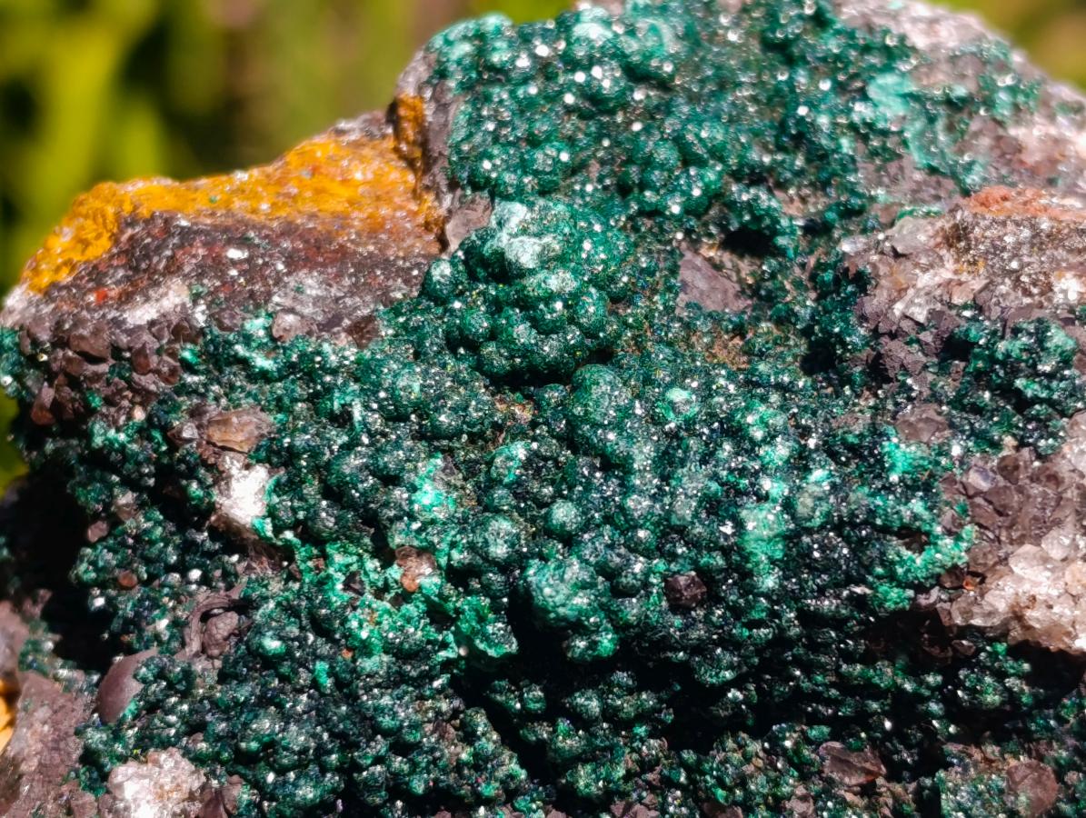 Natural Drusy Quartz Coated Ball Malachite On Dolomite Specimens x 2 From Mindingi Mine, Kambove, Congo