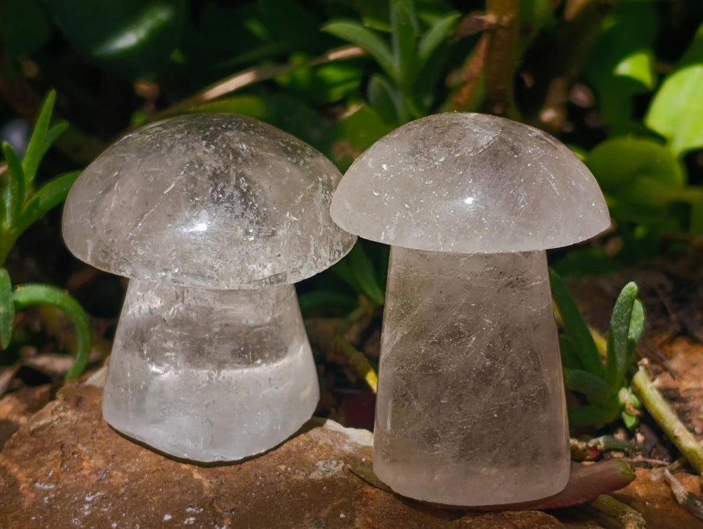 Polished Rock Crystal Mushrooms x 20 From Amoron’i Mania, Madagascar