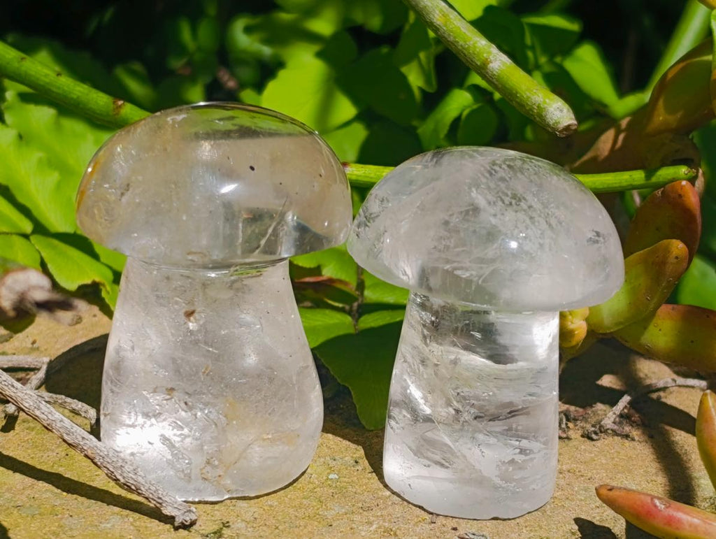 Polished Rock Crystal Mushrooms x 20 From Amoron’i Mania, Madagascar