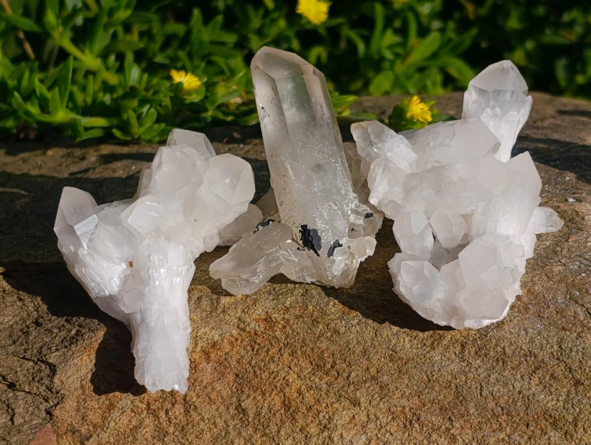Natural Clear Quartz Clusters x 35 From Madagascar