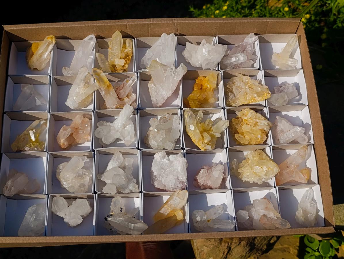 Natural Clear Quartz Clusters x 35 From Madagascar