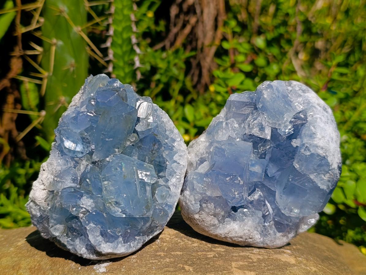 Natural Blue Celestite Specimens x 4 From Sakoany, Madagascar