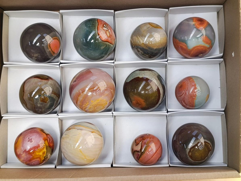 Polished Polychrome Jasper Spheres x 6 From NW Coast, Madagascar