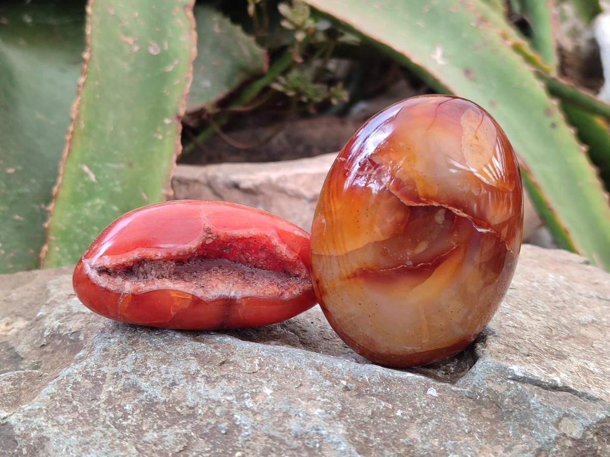 Polished Carnelian Agate Gemstone Galets x 12 From Madagascar
