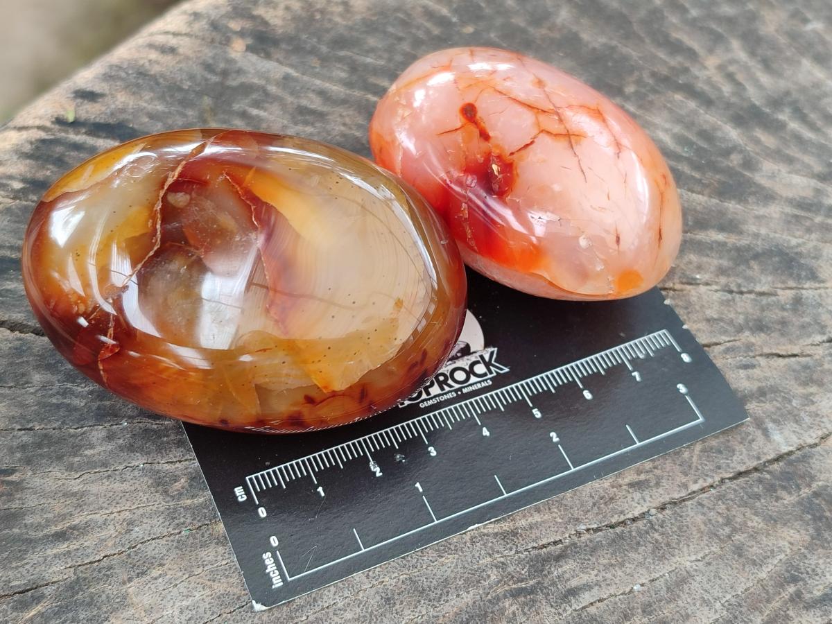 Polished Carnelian Agate Gemstone Galets x 12 From Madagascar