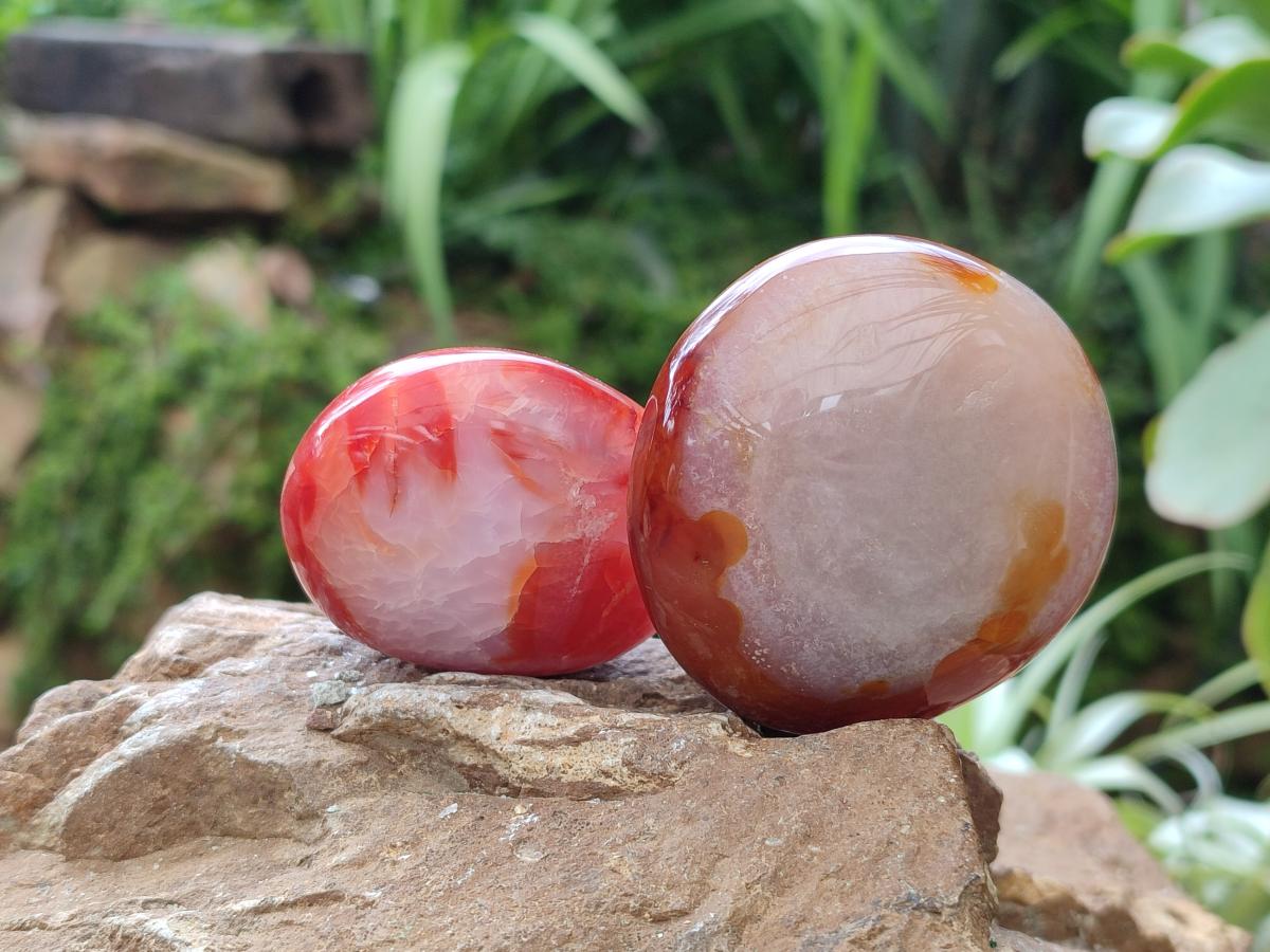 Polished Carnelian Agate Gemstone Galets x 12 From Madagascar