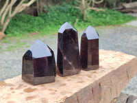 Polished Dark Morion Smokey Quartz Crystals x 6 From Madagascar