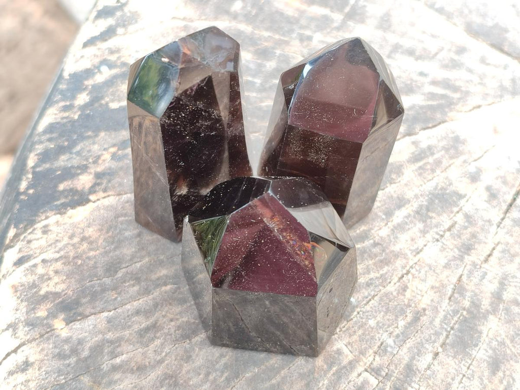 Polished Dark Morion Smokey Quartz Crystals x 6 From Madagascar