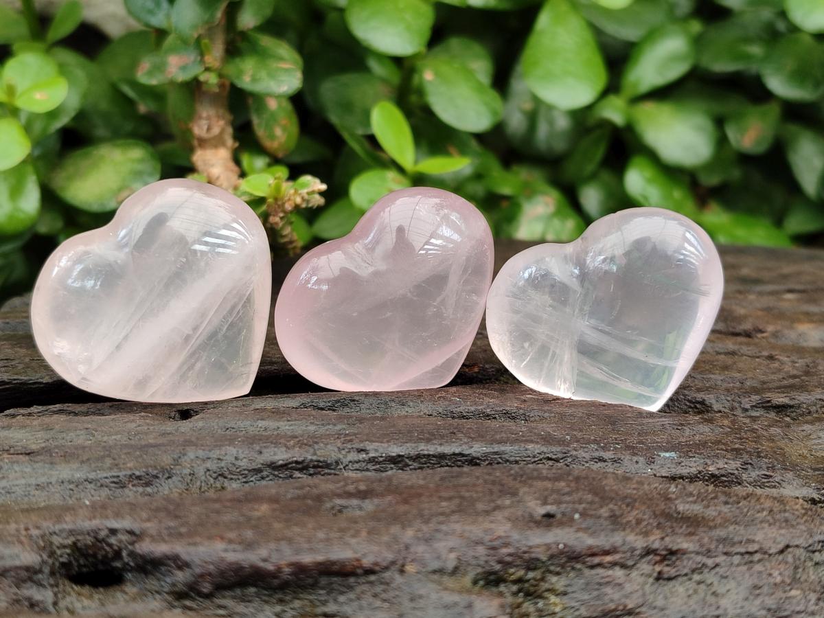 Polished Gemmy Star Rose Quartz Hearts x 35 From Ambatondrazaka, Madagascar
