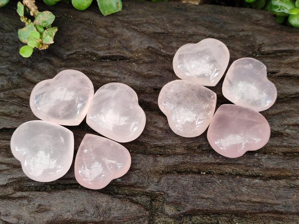 Polished Gemmy Star Rose Quartz Hearts x 35 From Ambatondrazaka, Madagascar