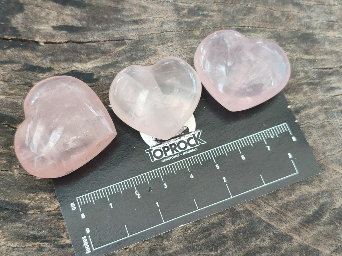 Polished Gemmy Star Rose Quartz Hearts x 35 From Ambatondrazaka, Madagascar