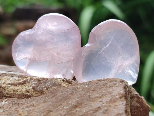 Polished Gemmy Star Rose Quartz Hearts x 35 From Ambatondrazaka, Madagascar