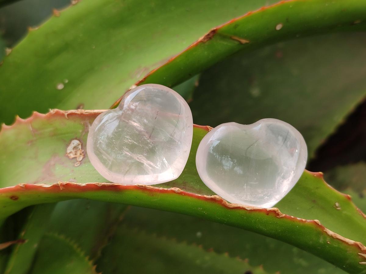 Polished Gemmy Star Rose Quartz Hearts x 35 From Ambatondrazaka, Madagascar