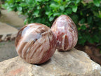 Polished Red Podocarpus Petrified Wood Spheres and Eggs x 4 From Mahajanga, Madagascar