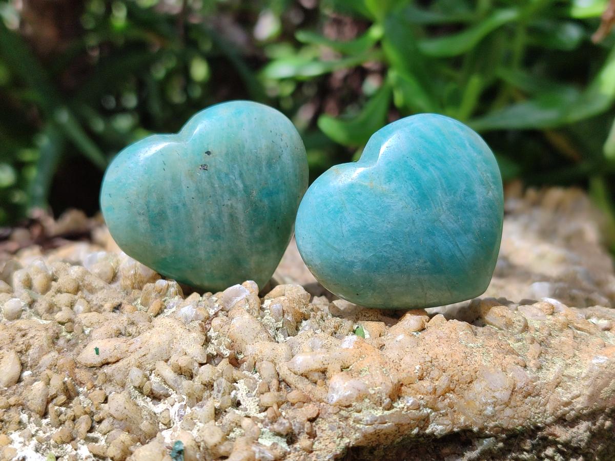 Polished Amazonite Mini Hearts x 20 From Madagascar