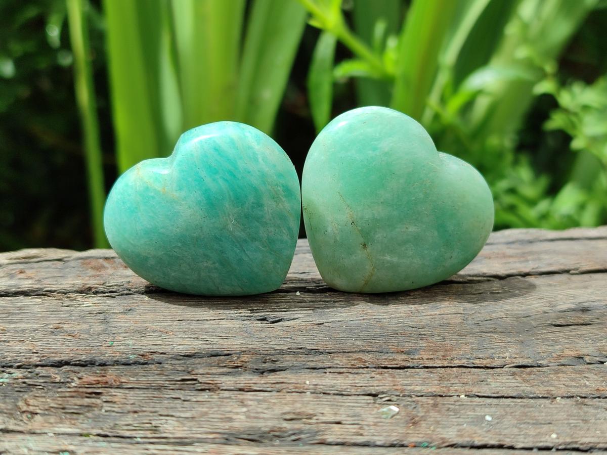 Polished Amazonite Mini Hearts x 20 From Madagascar