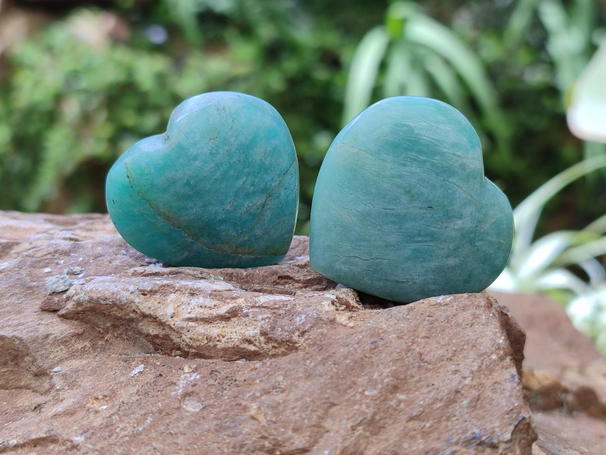 Polished Amazonite Mini Hearts x 20 From Madagascar