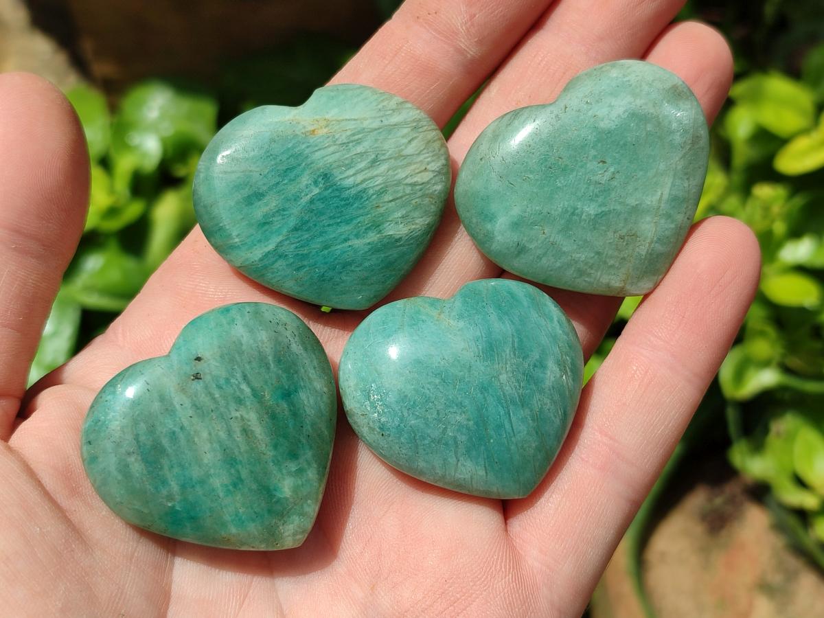 Polished Amazonite Mini Hearts x 20 From Madagascar