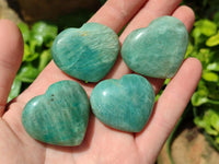 Polished Amazonite Mini Hearts x 20 From Madagascar