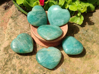 Polished Amazonite Mini Hearts x 20 From Madagascar