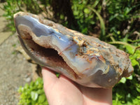 Polished Banded Agate with Crystalline Geode x 1 From Maintirano, Madagascar