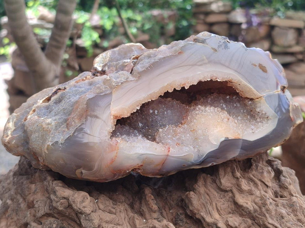 Polished Banded Agate with Crystalline Geode x 1 From Maintirano, Madagascar